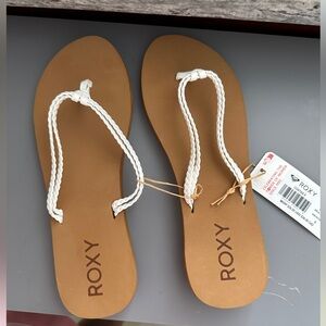 Roxy Braided White and Tan Sandals